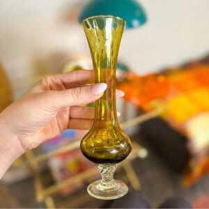Vintage Chic Olive Glass Bud Vase